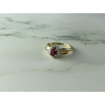 Sky Jewelry Серебряное кольцо в позолоте  с Рубином и Бриллиантами  925 проба