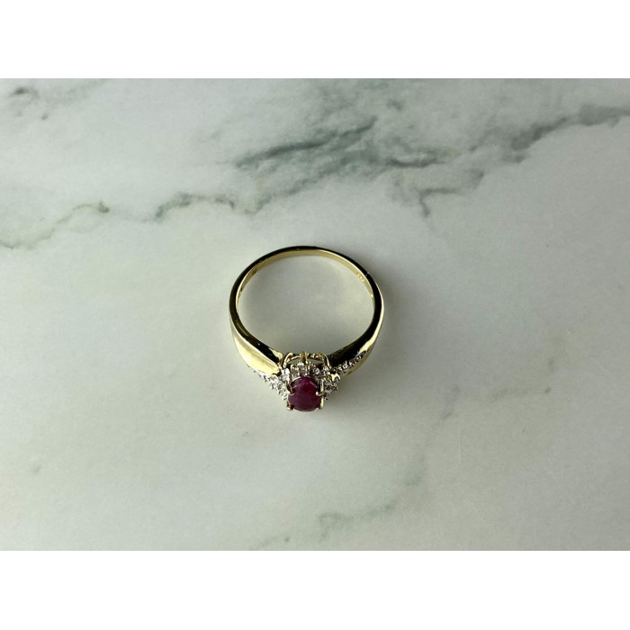 Sky Jewelry Серебряное кольцо в позолоте  с Рубином и Бриллиантами  925 проба