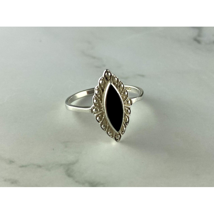 Sky Jewelry Винтажное Серебряное кольцо с Черным Ониксом 925 проба
