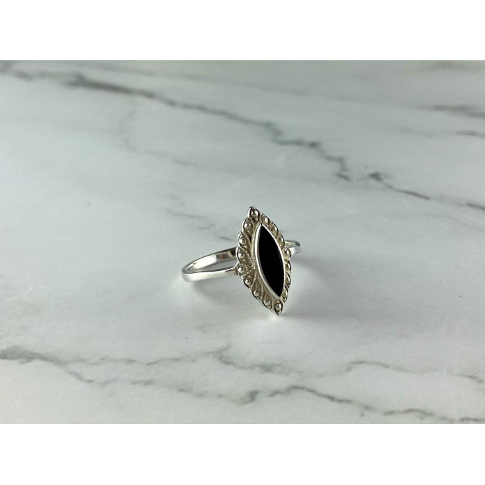 Sky Jewelry Винтажное Серебряное кольцо с Черным Ониксом 925 проба