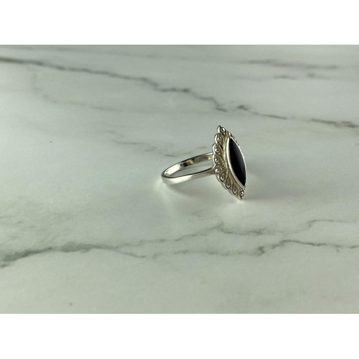 Sky Jewelry Винтажное Серебряное кольцо с Черным Ониксом 925 проба