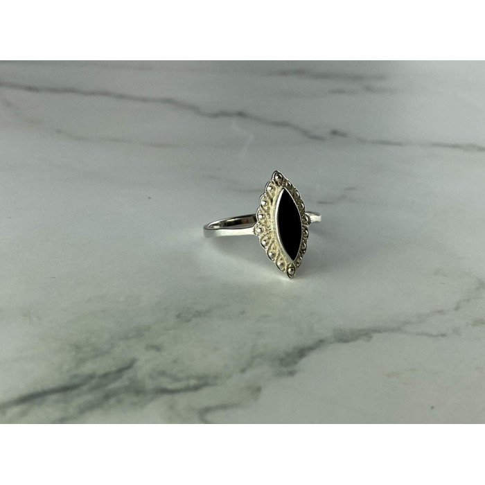 Sky Jewelry Винтажное Серебряное кольцо с Черным Ониксом 925 проба
