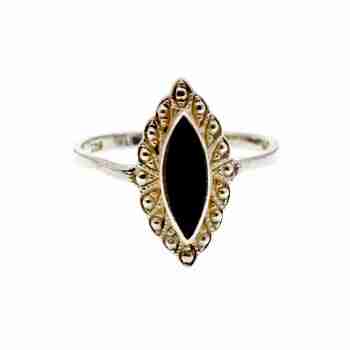 Sky Jewelry Винтажное Серебряное кольцо с Черным Ониксом 925 проба
