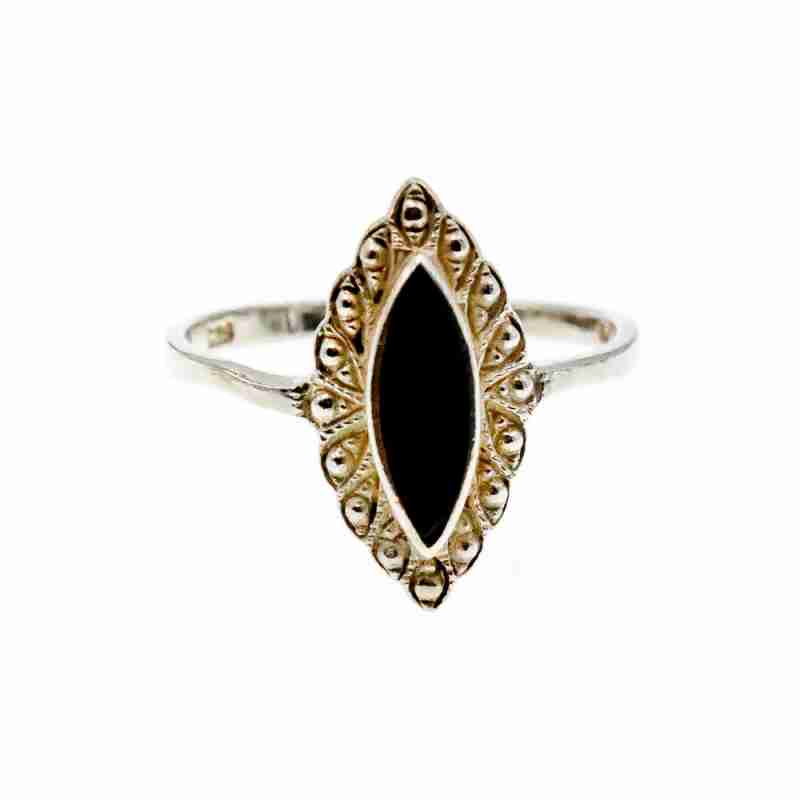 Sky Jewelry Винтажное Серебряное кольцо с Черным Ониксом 925 проба