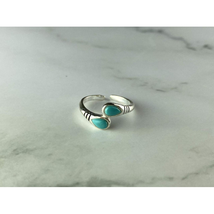 Sky Jewelry Серебряное кольцо 925 пробы со вставками из Бирюзы