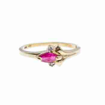 Sky Jewelry Золотое Кольцо с Рубином  и Бриллиантами