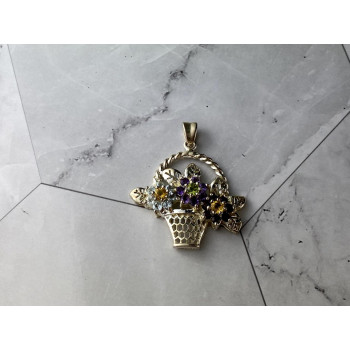 Sky Jewelry Серебряный кулон с натуральными Камнями  925 проба *Очаровательный Букет*