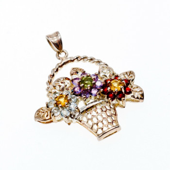 Sky Jewelry Серебряный кулон с натуральными Камнями  925 проба *Очаровательный Букет*