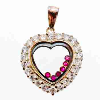 Sky Jewelry Серебряный Кулон с Фианитами и розовой Шпинелью 925 проба *Сердце*