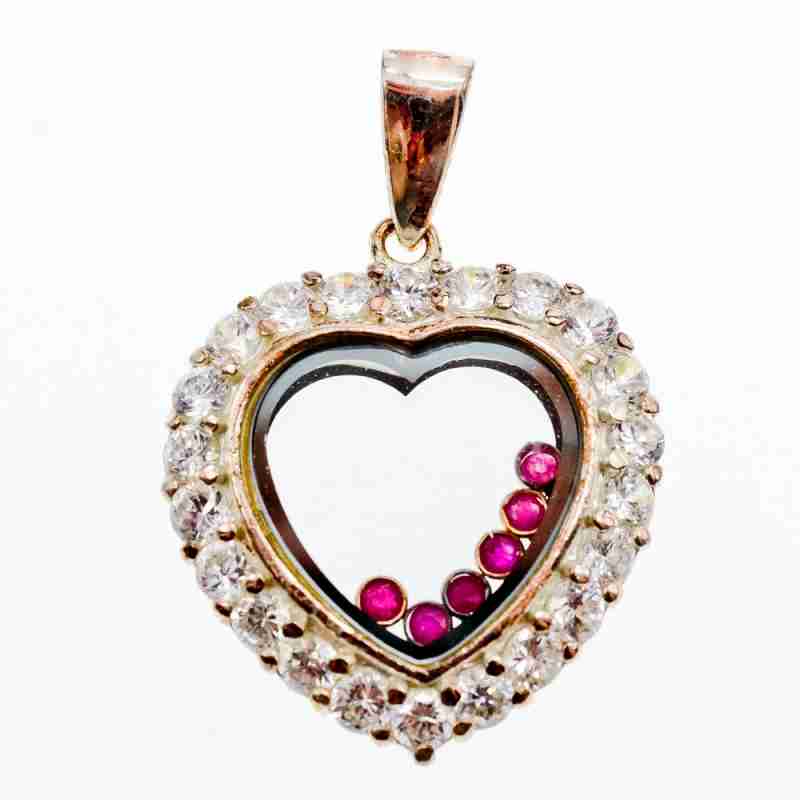 Sky Jewelry Серебряный Кулон с Фианитами и розовой Шпинелью 925 проба *Сердце*
