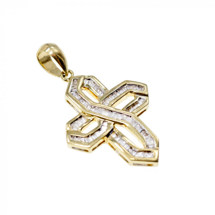 Sky Jewelry Золотой Крестик с белым Сапфиром