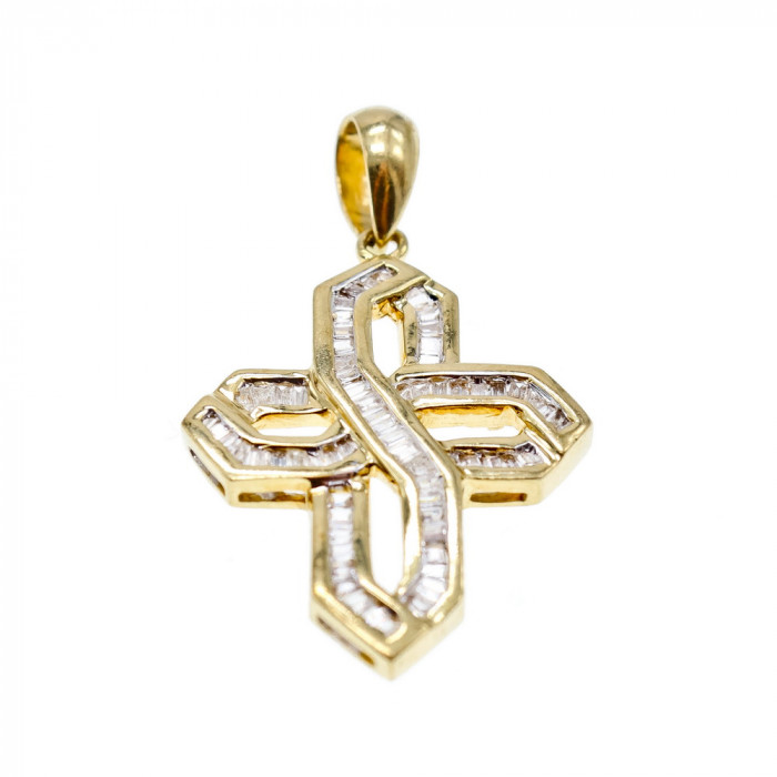 Sky Jewelry Золотой Крестик с белым Сапфиром