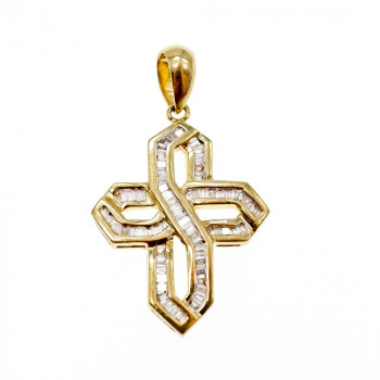 Sky Jewelry Золотой Крестик с белым Сапфиром