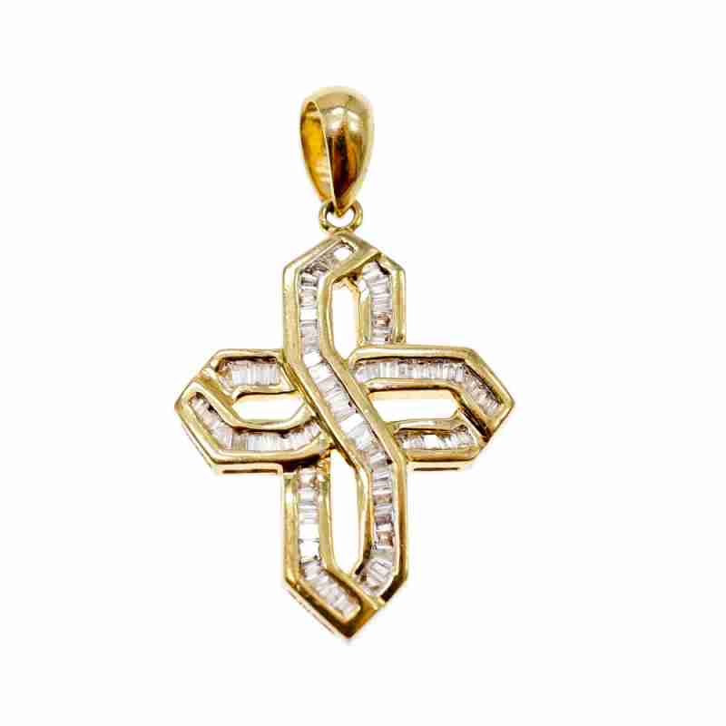 Sky Jewelry Золотой Крестик с белым Сапфиром