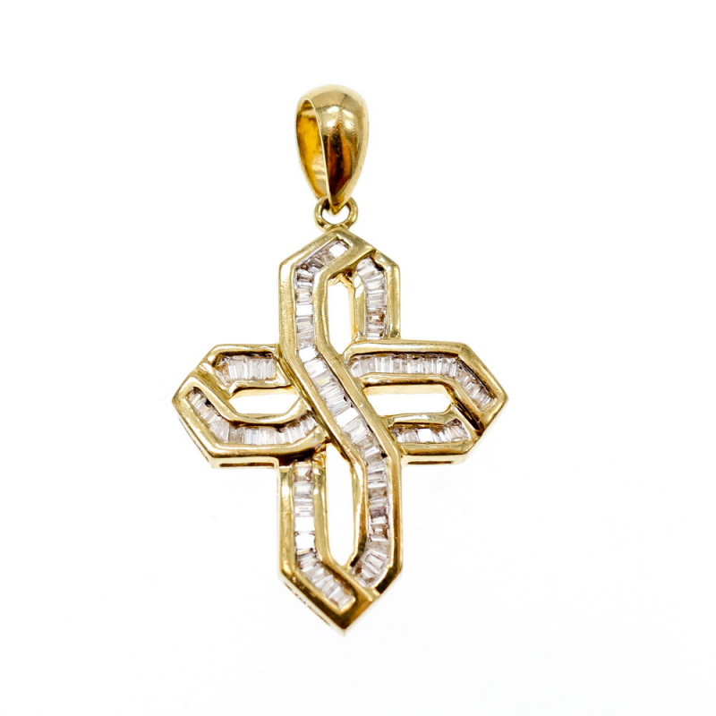 Sky Jewelry Золотой Крестик с белым Сапфиром