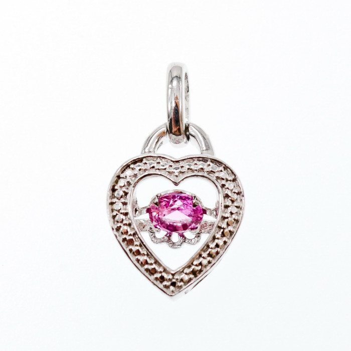 Sky Jewelry Серебряный Кулон с розовым Фианитом  925 проба *Сердце*