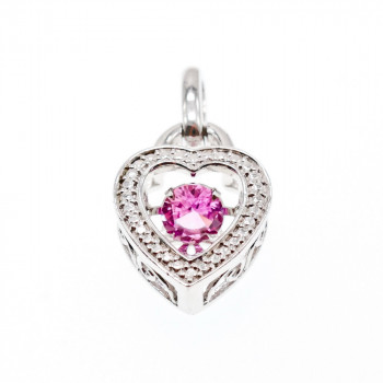 Sky Jewelry Серебряный Кулон с розовым Фианитом  925 проба *Сердце*