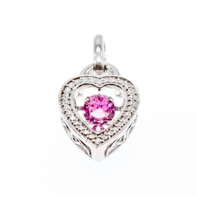 Sky Jewelry Серебряный Кулон с розовым Фианитом  925 проба *Сердце*