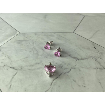 Sky Jewelry Серебряный Комплект с Морганитом и Фианитами *Сердце