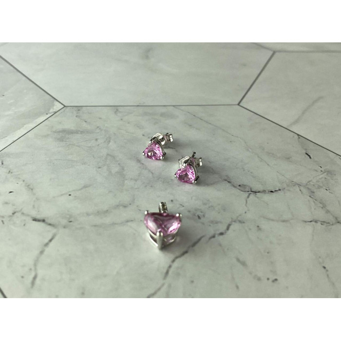 Sky Jewelry Серебряный Комплект с Морганитом и Фианитами *Сердце