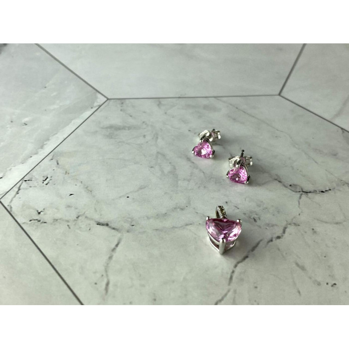 Sky Jewelry Серебряный Комплект с Морганитом и Фианитами *Сердце