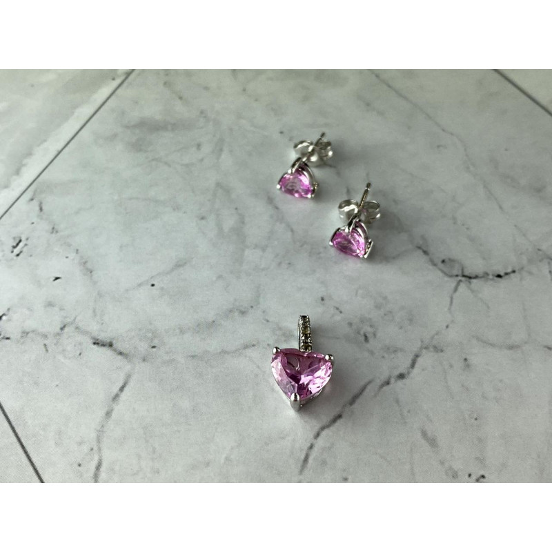 Sky Jewelry Серебряный Комплект с Морганитом и Фианитами *Сердце