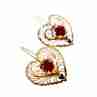 Sky Jewelry Золотые Серьги с Гранатом 14К (585 проба) *Сердце*
