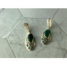 Sky Jewelry Винтажные Серебряные Серьги с зеленым Агатом и Фианитами 925 проба