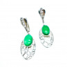 Sky Jewelry Винтажные Серебряные Серьги с зеленым Агатом и Фианитами 925 проба