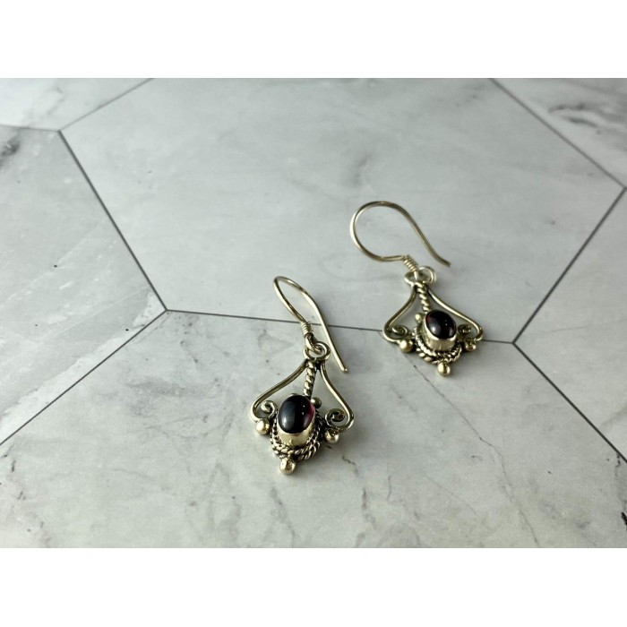 Sky Jewelry Винтажные Серебряные Серьги с камнем Гранат Пироп