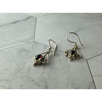 Sky Jewelry Винтажные Серебряные Серьги с камнем Гранат Пироп