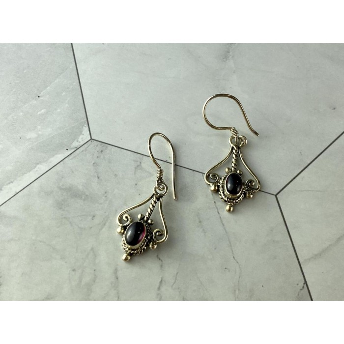 Sky Jewelry Винтажные Серебряные Серьги с камнем Гранат Пироп