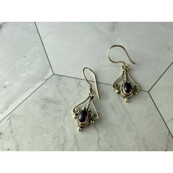 Sky Jewelry Винтажные Серебряные Серьги с камнем Гранат Пироп