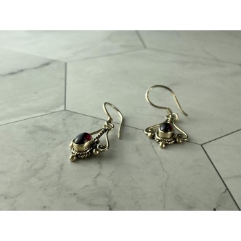 Sky Jewelry Винтажные Серебряные Серьги с камнем Гранат Пироп