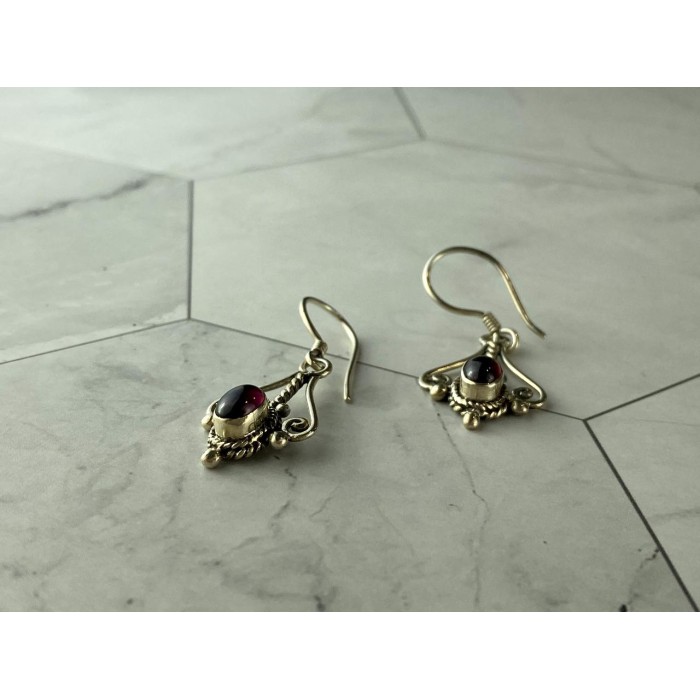 Sky Jewelry Винтажные Серебряные Серьги с камнем Гранат Пироп