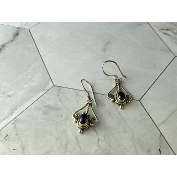 Sky Jewelry Винтажные Серебряные Серьги с камнем Гранат Пироп