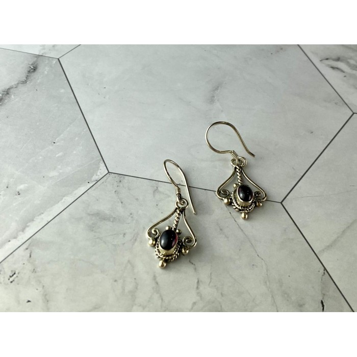 Sky Jewelry Винтажные Серебряные Серьги с камнем Гранат Пироп