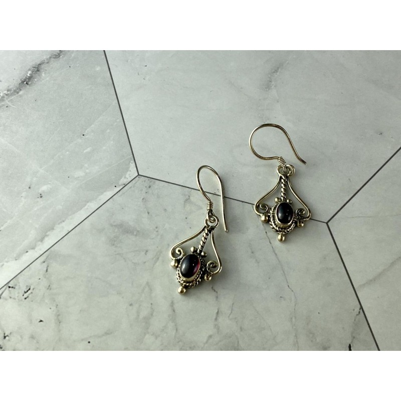 Sky Jewelry Винтажные Серебряные Серьги с камнем Гранат Пироп