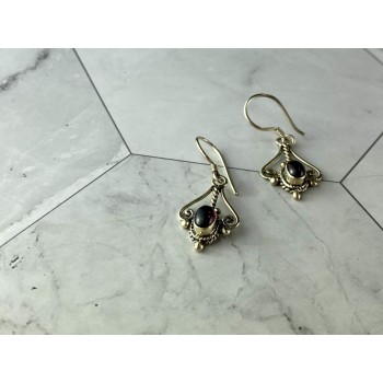 Sky Jewelry Винтажные Серебряные Серьги с камнем Гранат Пироп