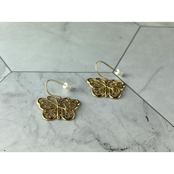 Sky Jewelry Серебряные Серьги 925 проба в позолоте   *Бабочки*
