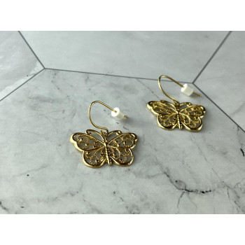 Sky Jewelry Серебряные Серьги 925 проба в позолоте   *Бабочки*