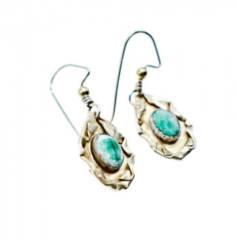 Sky Jewelry Винтажные серебряные Серьги с Малахитом