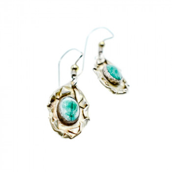 Sky Jewelry Винтажные серебряные Серьги с Малахитом