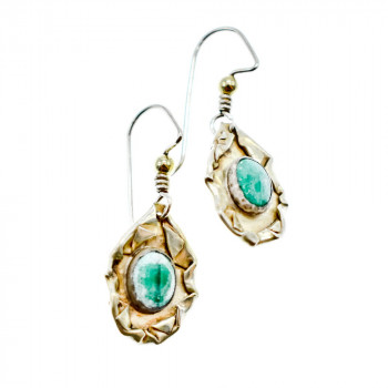 Sky Jewelry Винтажные серебряные Серьги с Малахитом