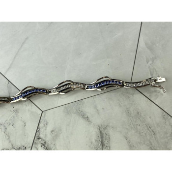 Sky Jewelry Серебряный Браслет с камнями Танзанит и белый Топаз