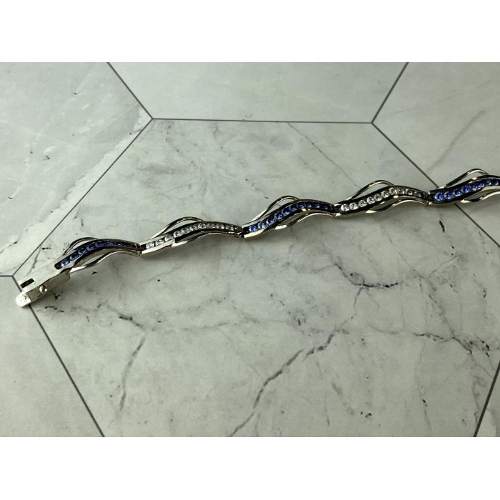 Sky Jewelry Серебряный Браслет с камнями Танзанит и белый Топаз