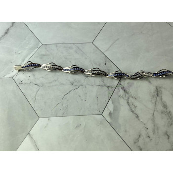 Sky Jewelry Серебряный Браслет с камнями Танзанит и белый Топаз