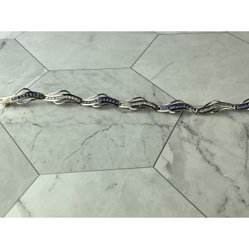 Sky Jewelry Серебряный Браслет с камнями Танзанит и белый Топаз