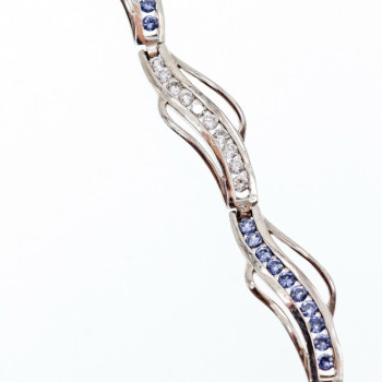 Sky Jewelry Серебряный Браслет с камнями Танзанит и белый Топаз