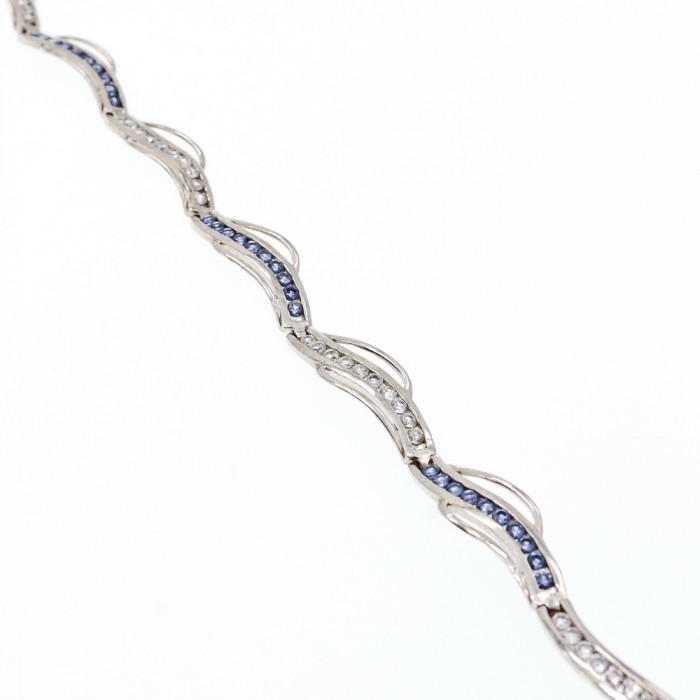 Sky Jewelry Серебряный Браслет с камнями Танзанит и белый Топаз